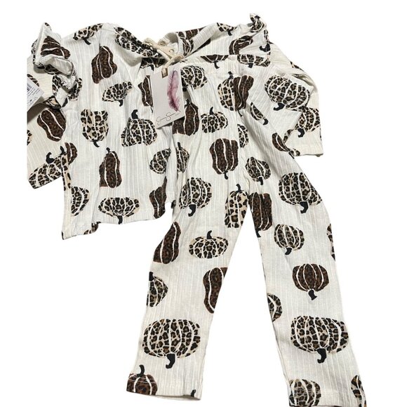 Jessica Simpson Baby Girls Pumpkin Leopard Print 2PC Outfit 12M Soft Cotton - Picture 10 of 10